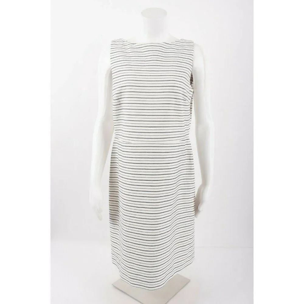 Massimo Dutti Women Dress US 10 EU 42 White Blue
